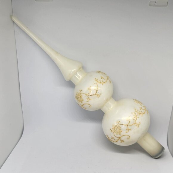 Vintage German Blown Glass Tree Topper Rose Motif - Picture 6 of 10